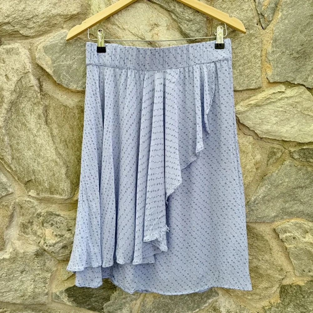 Ganni Blue Ditsy Floral Chiffon Knee Length Skirt